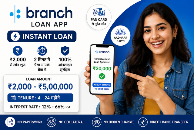 Branch Instant Loan: PAN Card से Online Loan, 2 मिनट में पैसा