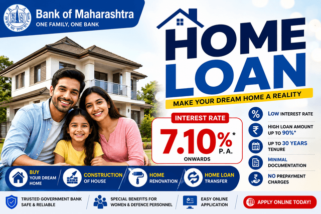 Bank of Maharashtra Home Loan 2026: Interest Rate, EMI, Eligibility & Apply
